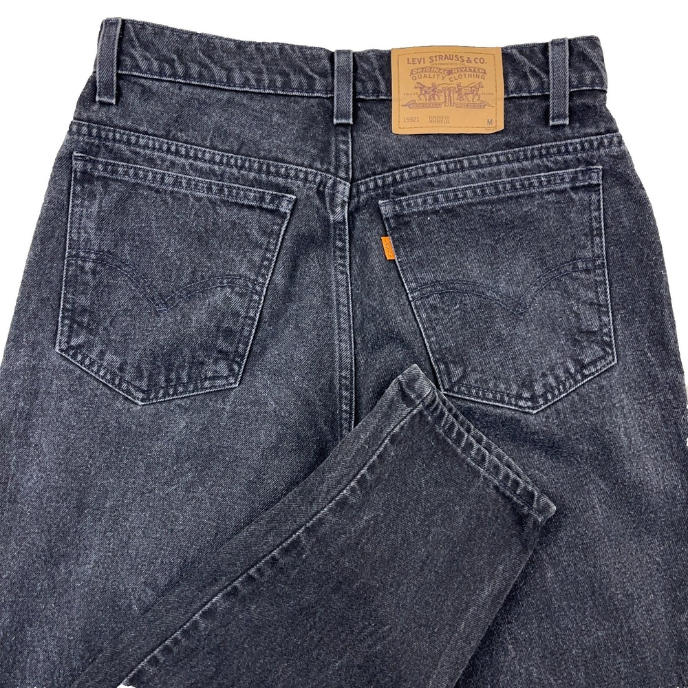 Vintage Levis 921‎ Jeans Women 12 Tapered Leg Fit 90s Black Orange Tab 29x31